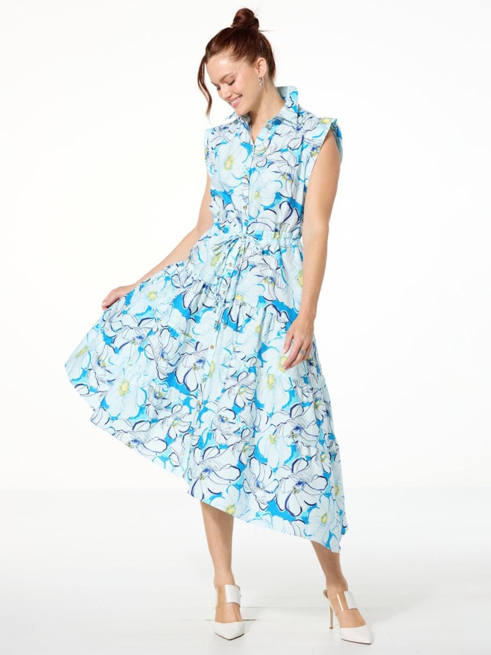 C Wonder Buttoned Asymmetric Dress